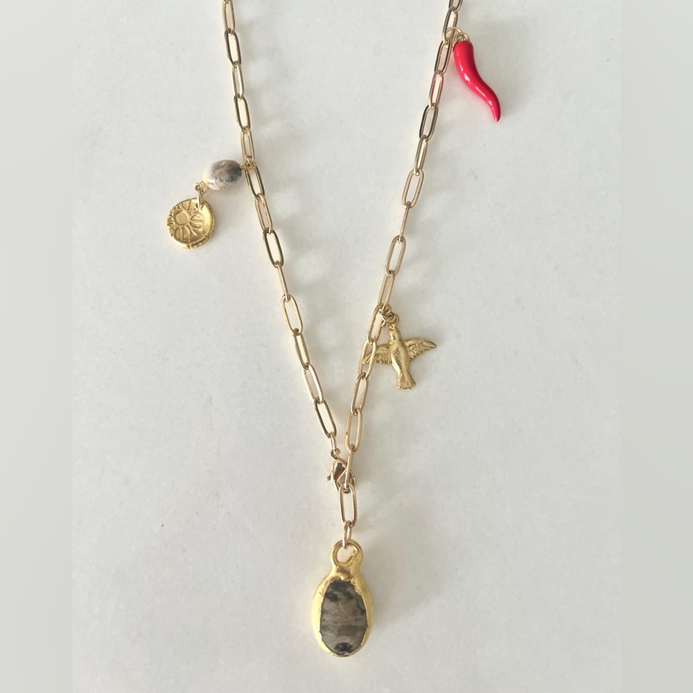 Gold Paperclip Charm Necklace